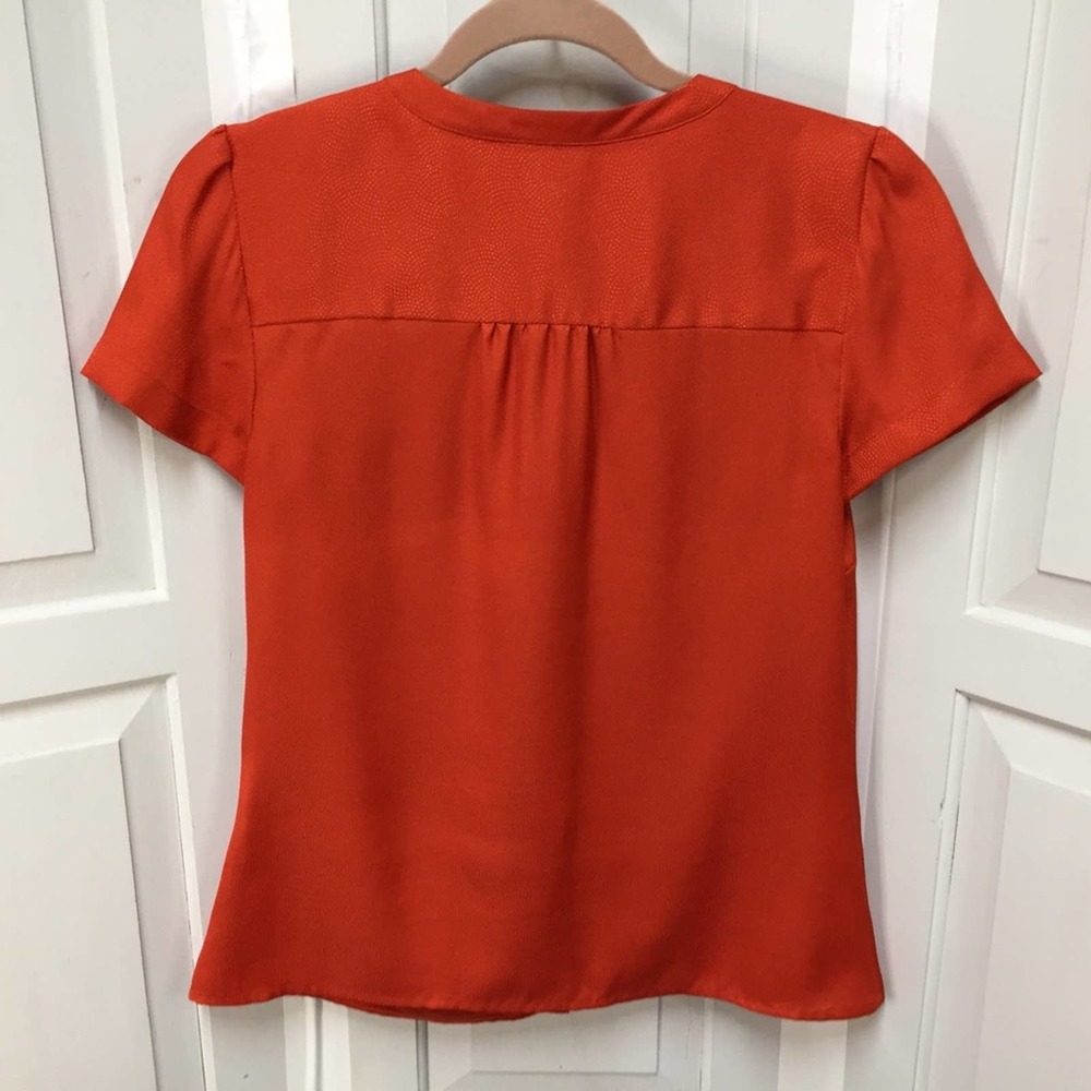 LOFT Orange Button Down Blouse w/ Ruffle Detail - Picture 12 of 16
